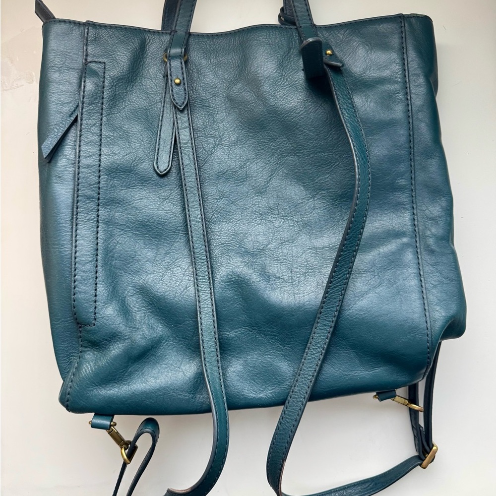 Fossil Teal Leather Tote Bag - Picture 5 of 6